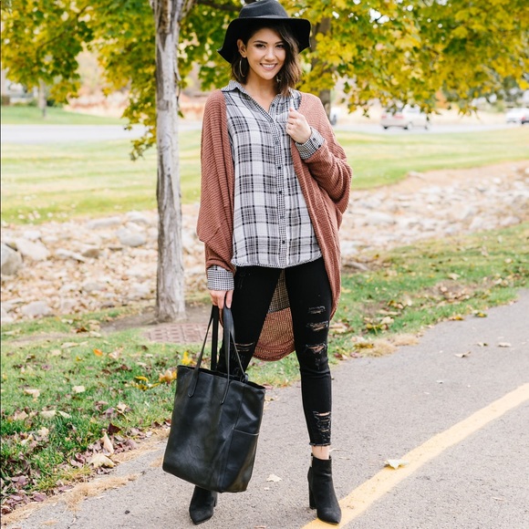 LAST 2❗️Waffle Knit Slouchy Cardi In Rust - Picture 4 of 8